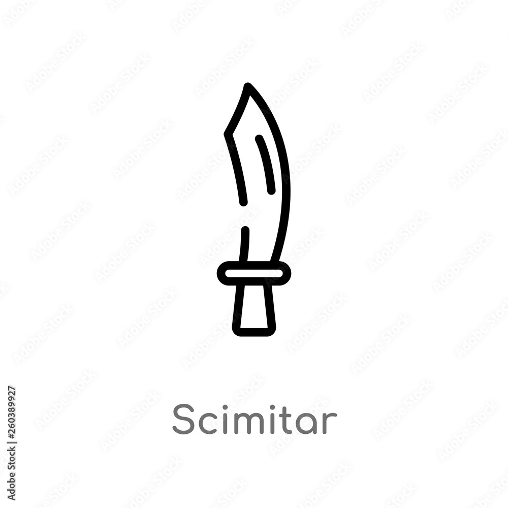 Fototapeta premium outline scimitar vector icon. isolated black simple line element illustration from cultures concept. editable vector stroke scimitar icon on white background