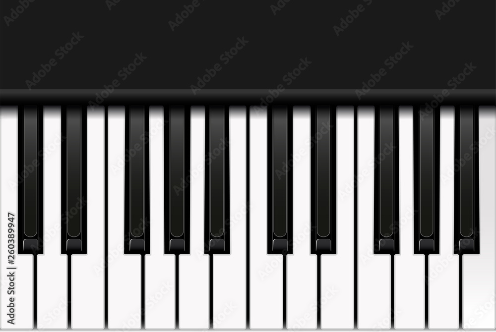 Top view of piano keyboard in realistic style. Two octaves. Vector illustration. Top view of piano keyboard in realistic style. Two octaves. Vector illustration.