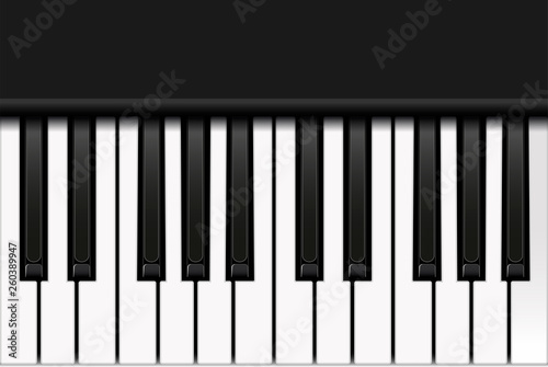 Top view of piano keyboard in realistic style. Two octaves. Vector illustration.
