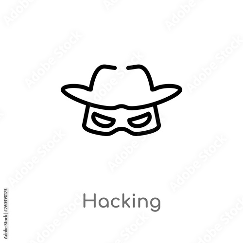Wallpaper Mural outline hacking vector icon. isolated black simple line element illustration from cyber concept. editable vector stroke hacking icon on white background Torontodigital.ca