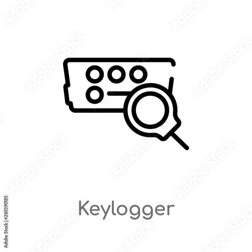 outline keylogger vector icon. isolated black simple line element illustration from cyber concept. editable vector stroke keylogger icon on white background