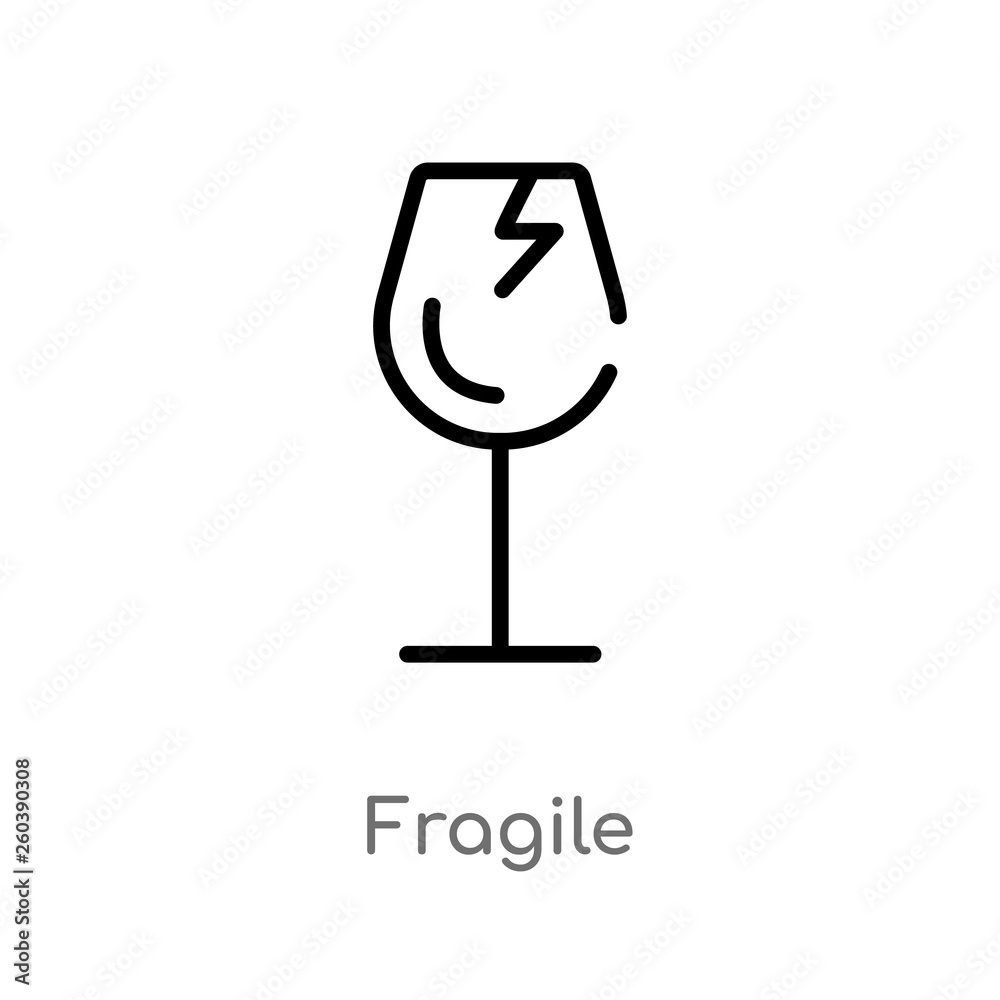 outline fragile vector icon. isolated black simple line element illustration from delivery and logistic concept. editable vector stroke fragile icon on white background outline fragile vector icon. isolated black simple line element illustration from delivery and logistic concept. editable vector stroke fragile icon on white background