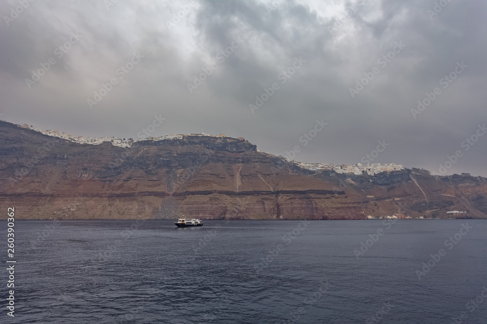 Panorama of the villages of Imerovigli and Kondakhor, Santorini Island