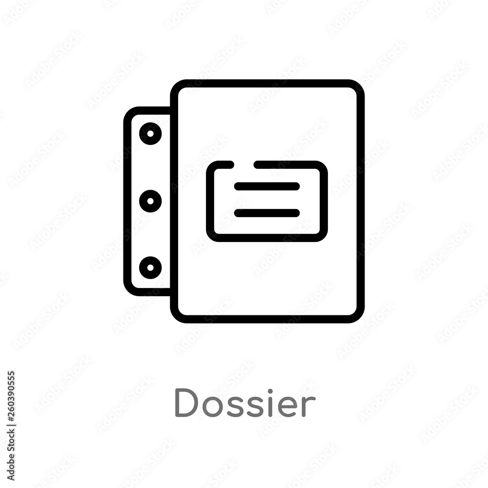 outline dossier vector icon. isolated black simple line element illustration from delivery and logistic concept. editable vector stroke dossier icon on white background outline dossier vector icon. isolated black simple line element illustration from delivery and logistic concept. editable vector stroke dossier icon on white background