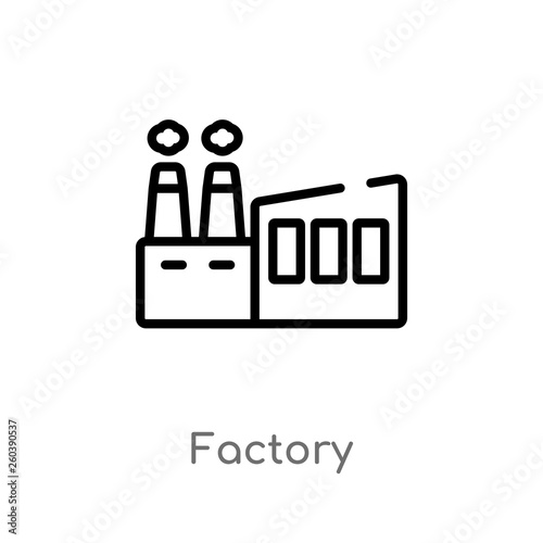 outline factory vector icon. isolated black simple line element illustration from delivery and logistic concept. editable vector stroke factory icon on white background