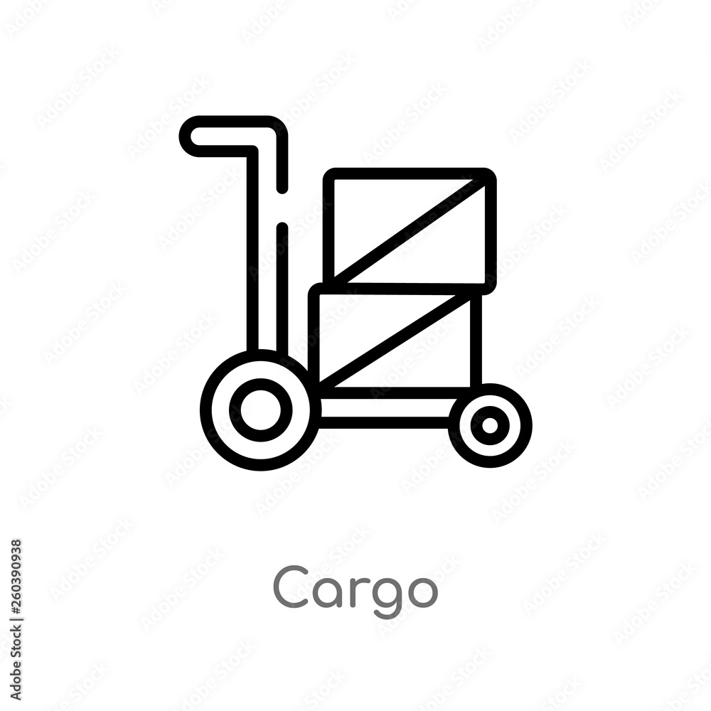 outline cargo vector icon. isolated black simple line element illustration from delivery and logistics concept. editable vector stroke cargo icon on white background outline cargo vector icon. isolated black simple line element illustration from delivery and logistics concept. editable vector stroke cargo icon on white background