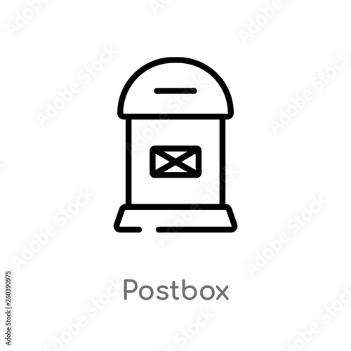 outline postbox vector icon. isolated black simple line element illustration from delivery and logistics concept. editable vector stroke postbox icon on white background
