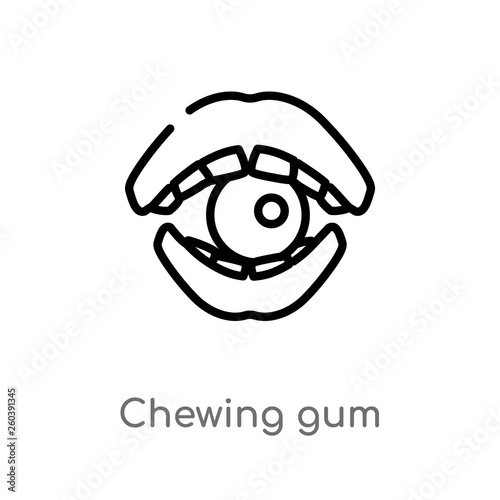 outline chewing gum vector icon. isolated black simple line element illustration from dentist concept. editable vector stroke chewing gum icon on white background