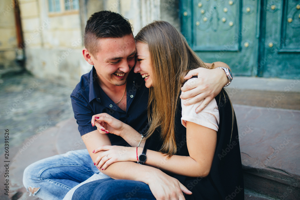 Lovely portrait of a young couple. Lovely portrait of a young couple.