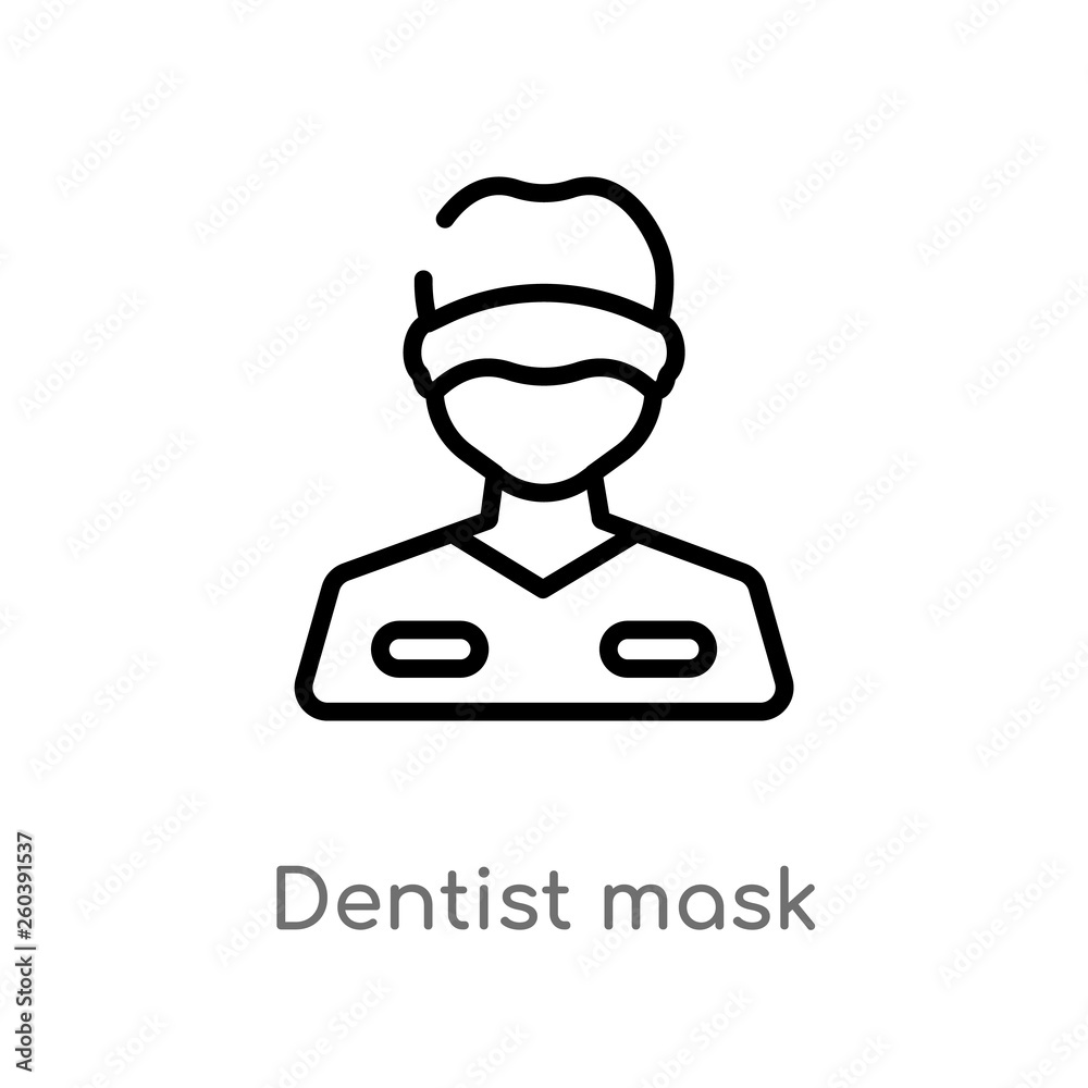 outline dentist mask vector icon. isolated black simple line element illustration from dentist concept. editable vector stroke dentist mask icon on white background