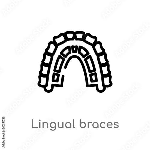 outline lingual braces vector icon. isolated black simple line element illustration from dentist concept. editable vector stroke lingual braces icon on white background