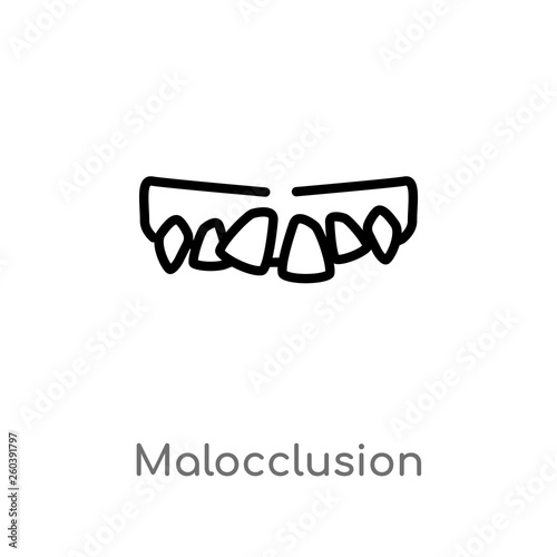 outline malocclusion vector icon. isolated black simple line element illustration from dentist concept. editable vector stroke malocclusion icon on white background