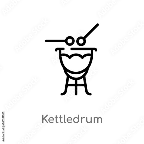 outline kettledrum vector icon. isolated black simple line element illustration from desert concept. editable vector stroke kettledrum icon on white background