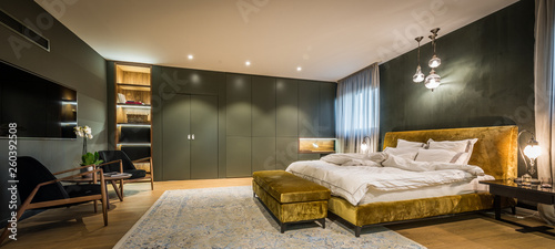 Master bedroom interior in luxury apartment