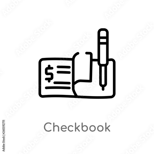 outline checkbook vector icon. isolated black simple line element illustration from digital economy concept. editable vector stroke checkbook icon on white background photo