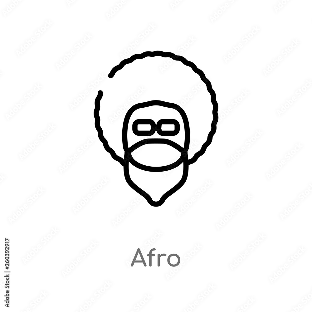 outline afro vector icon. isolated black simple line element illustration from discotheque concept. editable vector stroke afro icon on white background outline afro vector icon. isolated black simple line element illustration from discotheque concept. editable vector stroke afro icon on white background