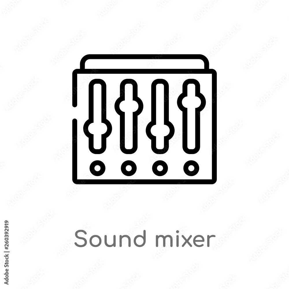 outline sound mixer vector icon. isolated black simple line element illustration from discotheque concept. editable vector stroke sound mixer icon on white background outline sound mixer vector icon. isolated black simple line element illustration from discotheque concept. editable vector stroke sound mixer icon on white background