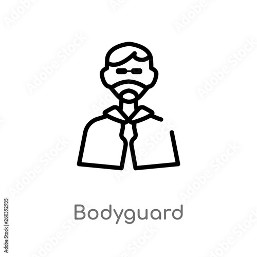 outline bodyguard vector icon. isolated black simple line element illustration from discotheque concept. editable vector stroke bodyguard icon on white background