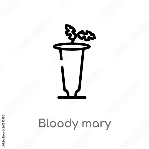 outline bloody mary vector icon. isolated black simple line element illustration from drinks concept. editable vector stroke bloody mary icon on white background