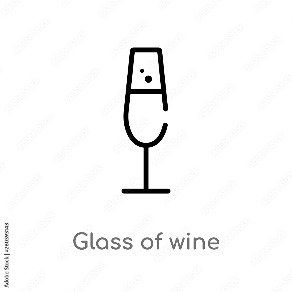 outline glass of wine vector icon. isolated black simple line element illustration from drinks concept. editable vector stroke glass of wine icon on white background outline glass of wine vector icon. isolated black simple line element illustration from drinks concept. editable vector stroke glass of wine icon on white background