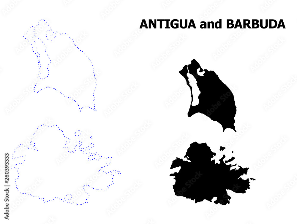Vector Contour Dotted Map of Antigua and Barbuda with Caption Vector Contour Dotted Map of Antigua and Barbuda with Caption