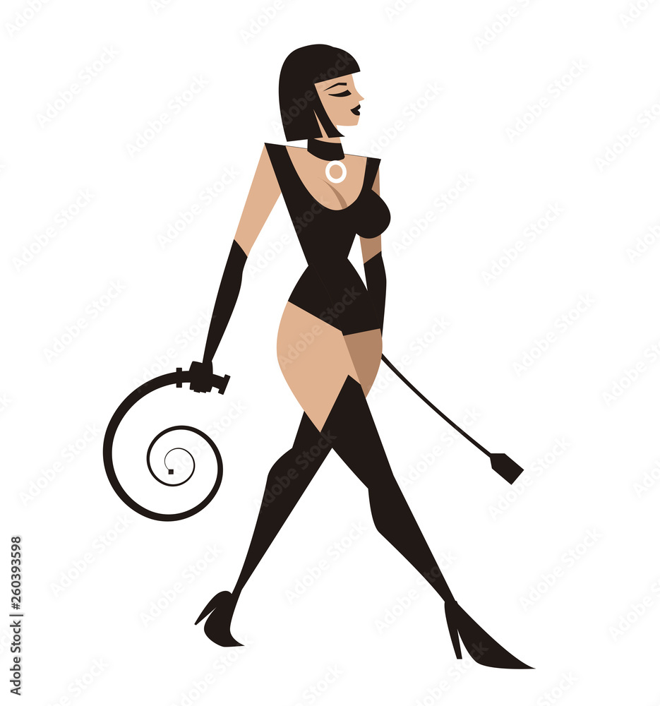 sensual female bdsm whip lady Stock Vector