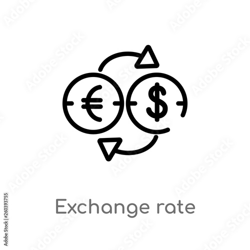 outline exchange rate vector icon. isolated black simple line element illustration from e-commerce and payment concept. editable vector stroke exchange rate icon on white background