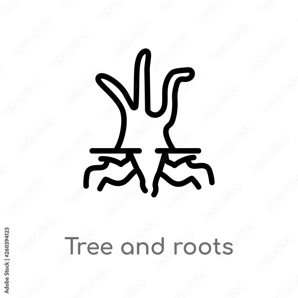 outline tree and roots vector icon. isolated black simple line element illustration from ecology concept. editable vector stroke tree and roots icon on white background outline tree and roots vector icon. isolated black simple line element illustration from ecology concept. editable vector stroke tree and roots icon on white background