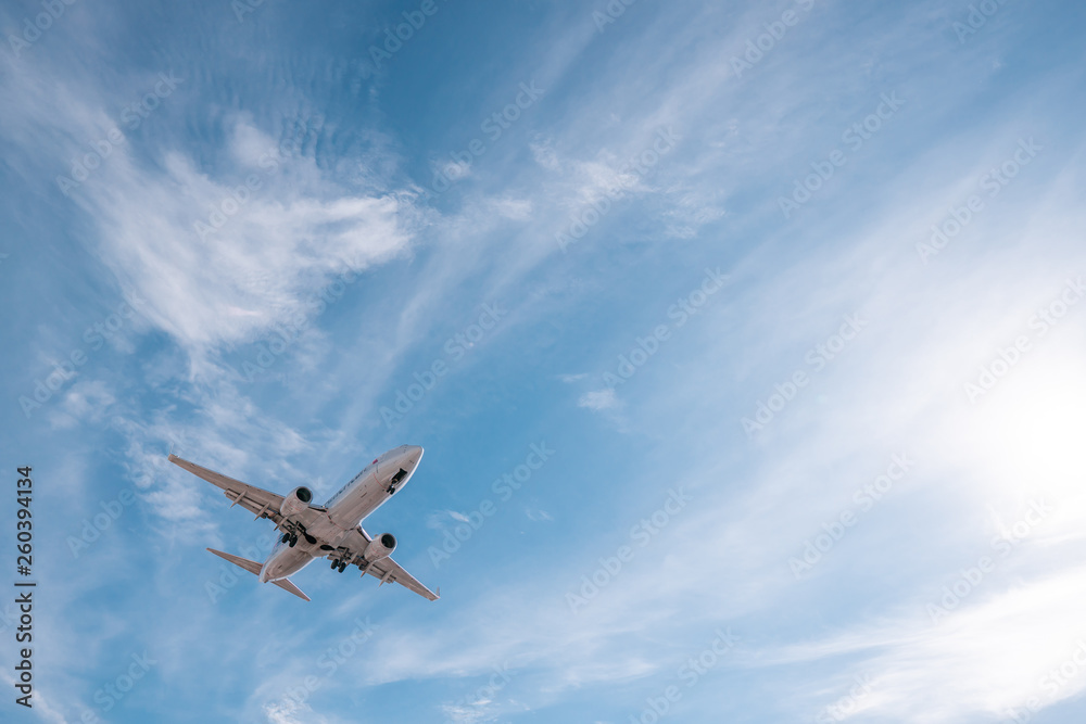 Plane in the sky. Aviation, travel air transportation concept Plane in the sky. Aviation, travel air transportation concept