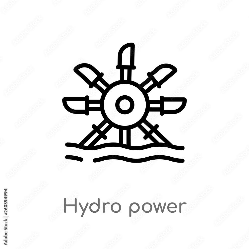 outline hydro power vector icon. isolated black simple line element illustration from ecology concept. editable vector stroke hydro power icon on white background outline hydro power vector icon. isolated black simple line element illustration from ecology concept. editable vector stroke hydro power icon on white background