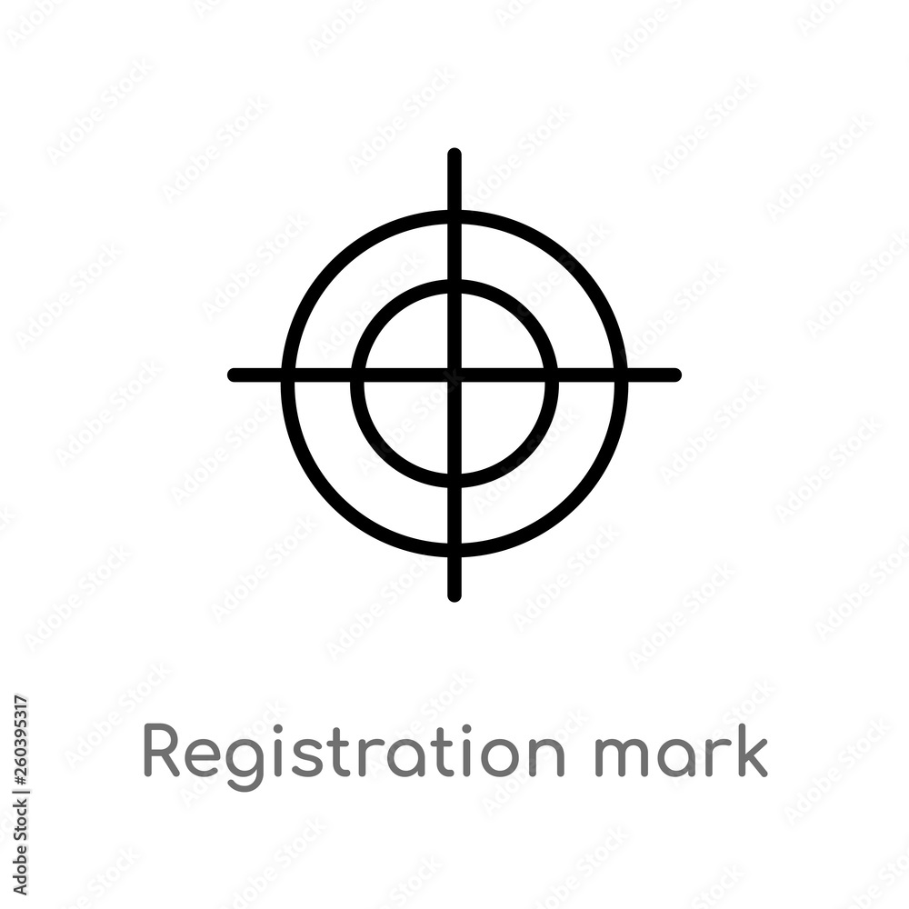 outline registration mark vector icon. isolated black simple line element illustration from edit tools concept. editable vector stroke registration mark icon on white background outline registration mark vector icon. isolated black simple line element illustration from edit tools concept. editable vector stroke registration mark icon on white background