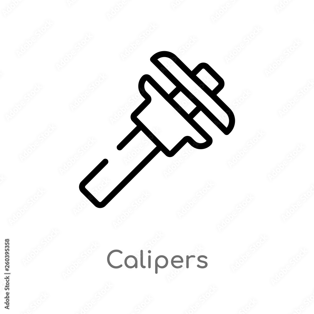 outline calipers vector icon. isolated black simple line element illustration from edit tools concept. editable vector stroke calipers icon on white background outline calipers vector icon. isolated black simple line element illustration from edit tools concept. editable vector stroke calipers icon on white background