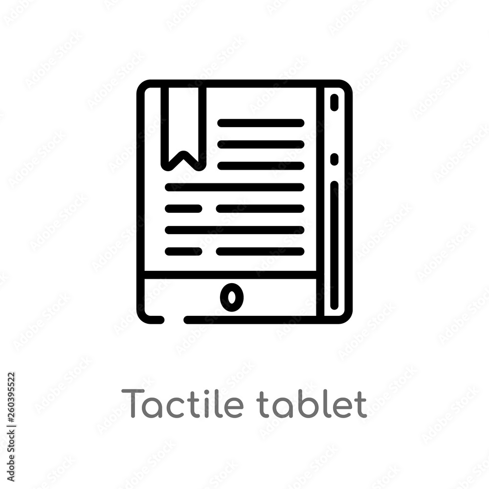 outline tactile tablet vector icon. isolated black simple line element illustration from education concept. editable vector stroke tactile tablet icon on white background outline tactile tablet vector icon. isolated black simple line element illustration from education concept. editable vector stroke tactile tablet icon on white background