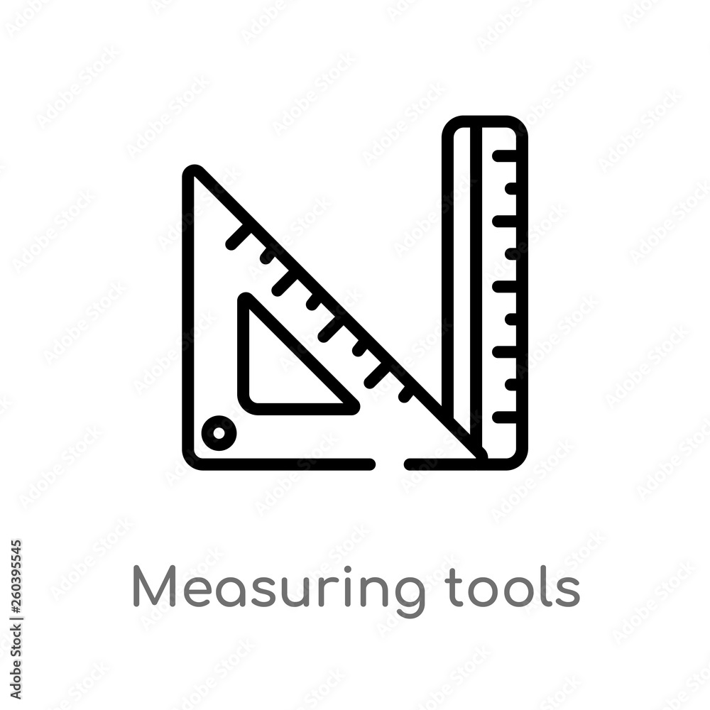 outline measuring tools vector icon. isolated black simple line element illustration from education concept. editable vector stroke measuring tools icon on white background outline measuring tools vector icon. isolated black simple line element illustration from education concept. editable vector stroke measuring tools icon on white background