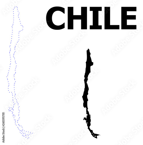 Vector Contour Dotted Map of Chile with Caption