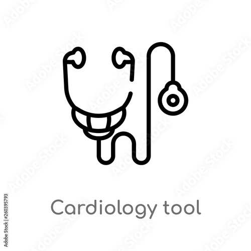 outline cardiology tool vector icon. isolated black simple line element illustration from education concept. editable vector stroke cardiology tool icon on white background