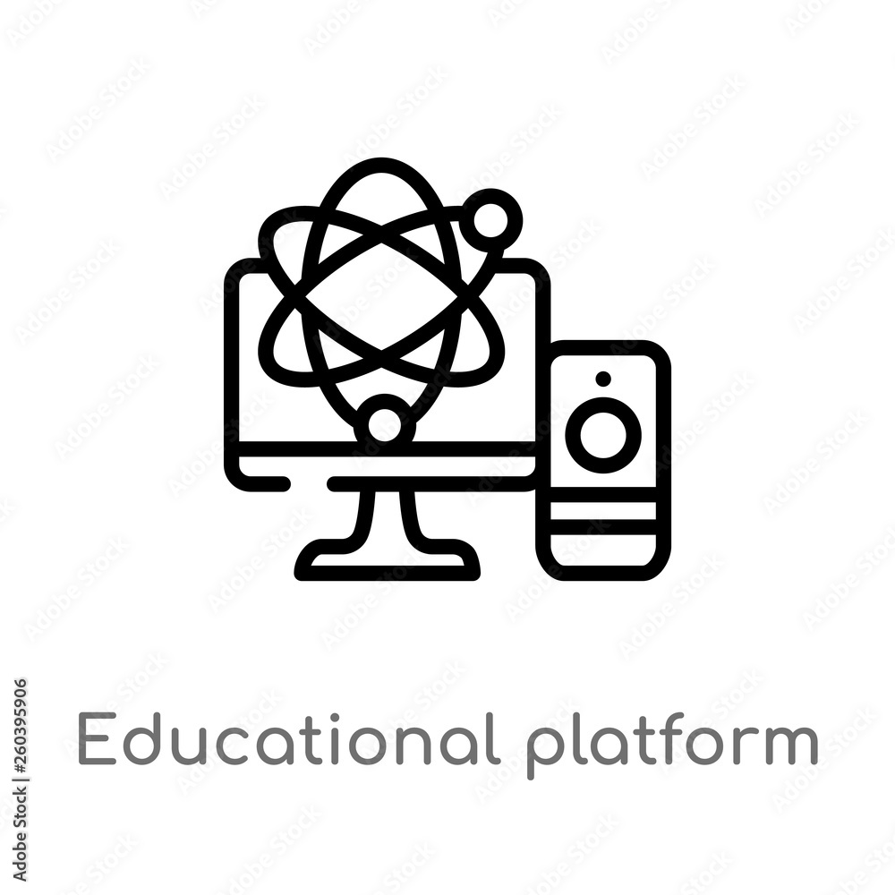outline educational platform vector icon. isolated black simple line element illustration from education concept. editable vector stroke educational platform icon on white background outline educational platform vector icon. isolated black simple line element illustration from education concept. editable vector stroke educational platform icon on white background