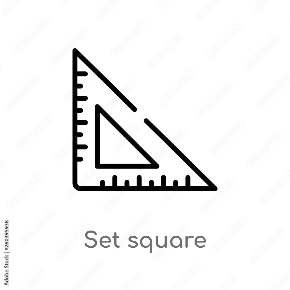 outline set square vector icon. isolated black simple line element illustration from education concept. editable vector stroke set square icon on white background