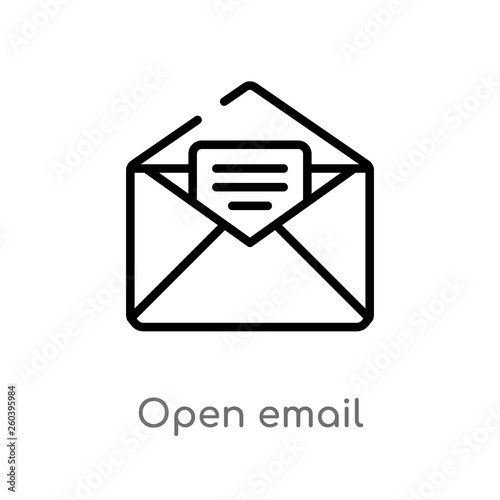 outline open email vector icon. isolated black simple line element illustration from education concept. editable vector stroke open email icon on white background