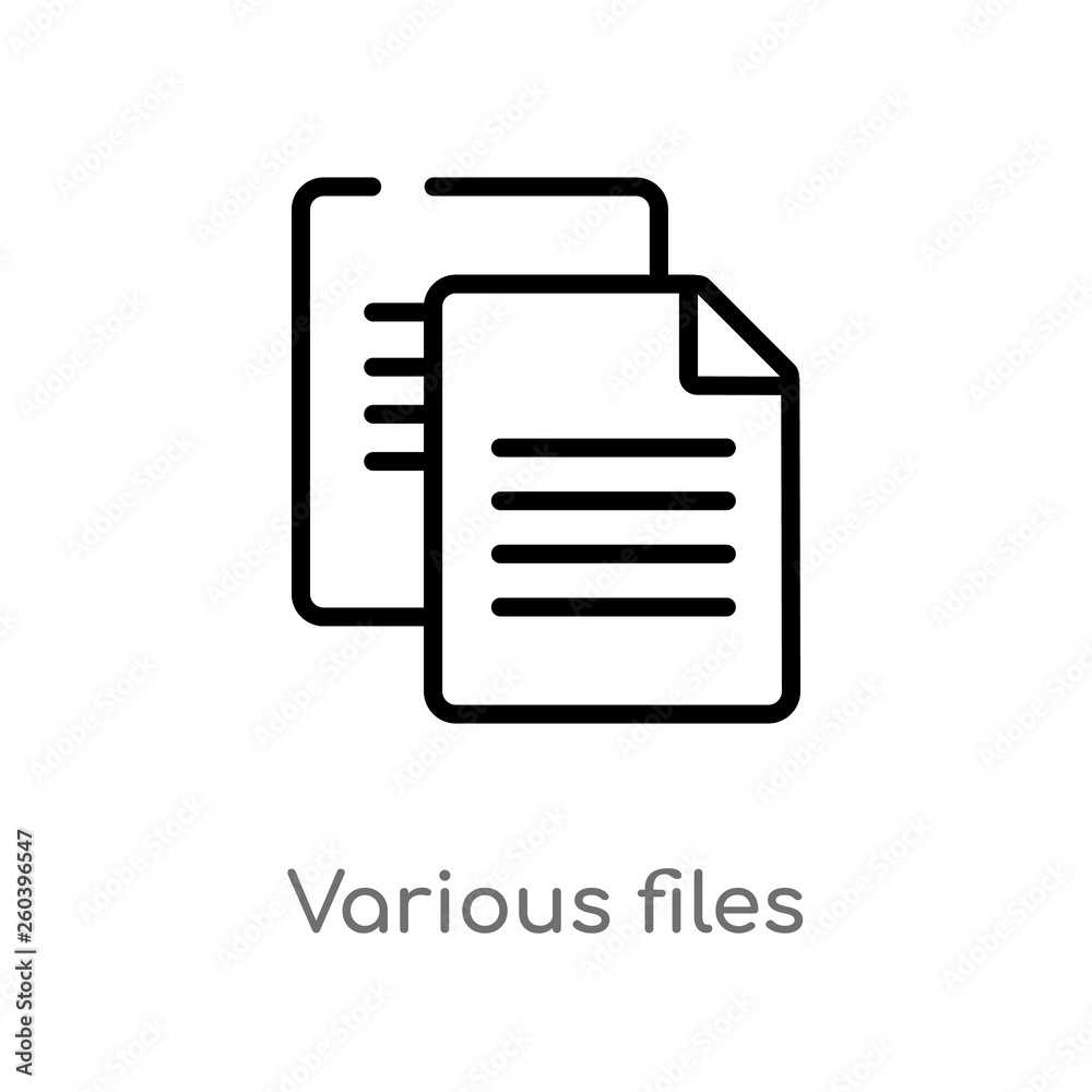 outline various files vector icon. isolated black simple line element illustration from education concept. editable vector stroke various files icon on white background outline various files vector icon. isolated black simple line element illustration from education concept. editable vector stroke various files icon on white background