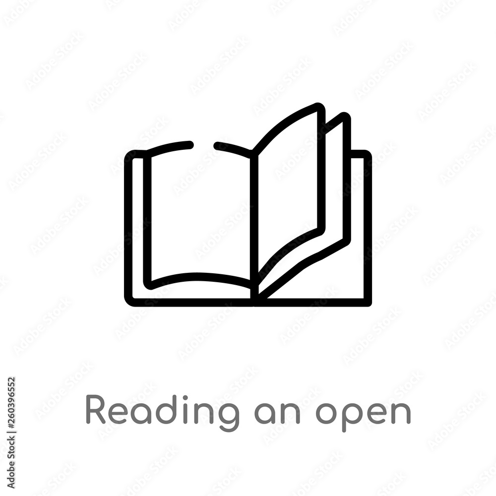 outline reading an open book vector icon. isolated black simple line element illustration from education concept. editable vector stroke reading an open book icon on white background outline reading an open book vector icon. isolated black simple line element illustration from education concept. editable vector stroke reading an open book icon on white background