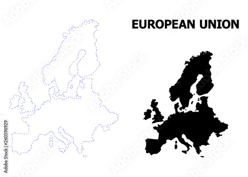 Vector Contour Dotted Map of Euro Union with Name