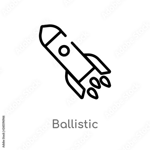 outline ballistic vector icon. isolated black simple line element illustration from education concept. editable vector stroke ballistic icon on white background