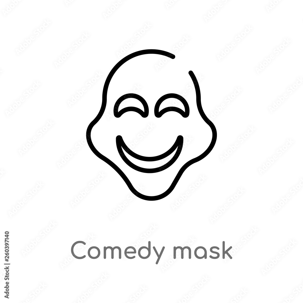 outline comedy mask vector icon. isolated black simple line element illustration from education concept. editable vector stroke comedy mask icon on white background outline comedy mask vector icon. isolated black simple line element illustration from education concept. editable vector stroke comedy mask icon on white background