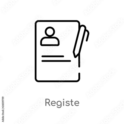 outline registe vector icon. isolated black simple line element illustration from education concept. editable vector stroke registe icon on white background