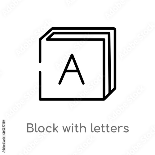 Free Download outline block with letters vector icon. isolated black simple line element illustration from education concept. editable vector stroke block with letters icon on white background - GFXLoad