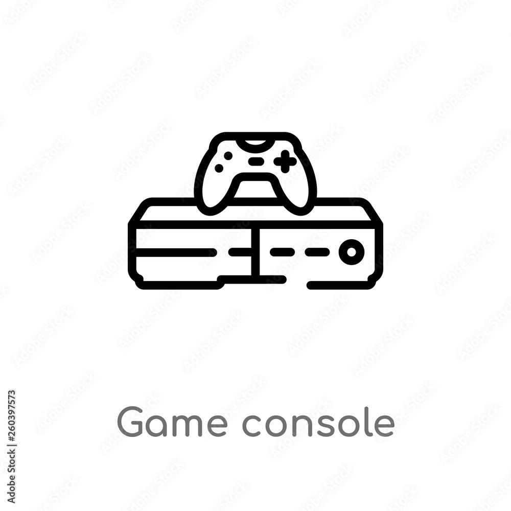 outline game console vector icon. isolated black simple line element illustration from electronic devices concept. editable vector stroke game console icon on white background outline game console vector icon. isolated black simple line element illustration from electronic devices concept. editable vector stroke game console icon on white background