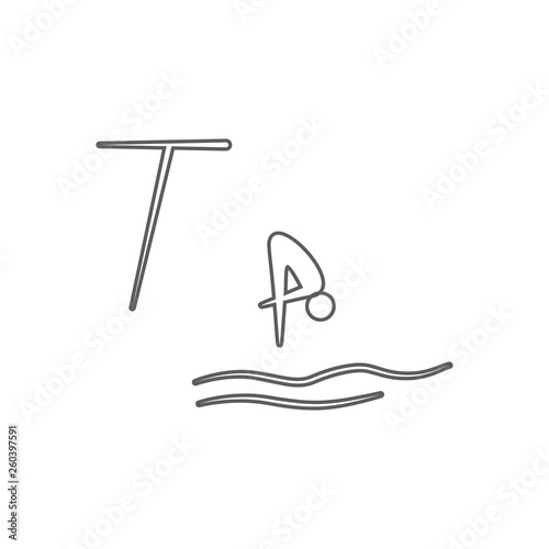 jump to water icon. Element of Sport for mobile concept and web apps icon. Outline, thin line icon for website design and development, app development