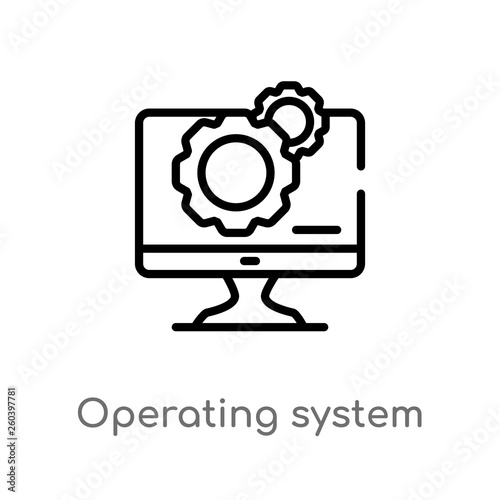 outline operating system vector icon. isolated black simple line element illustration from electronic devices concept. editable vector stroke operating system icon on white background