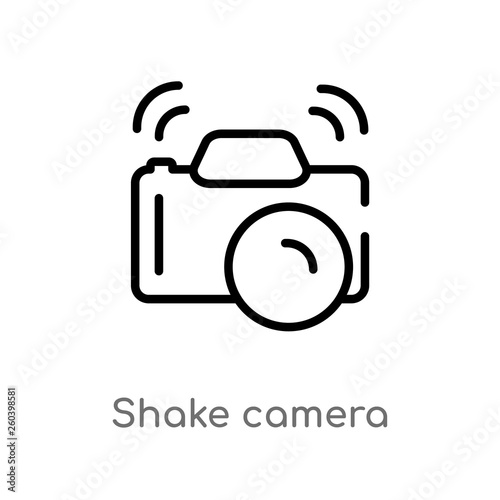 outline shake camera vector icon. isolated black simple line element illustration from electronic stuff fill concept. editable vector stroke shake camera icon on white background
